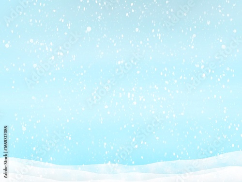 冬の雪景色の水彩背景/Winter Snow Watercolor Background