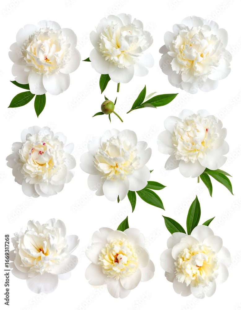 Fototapeta premium White Peonies Overhead Arrangement, Studio Shot