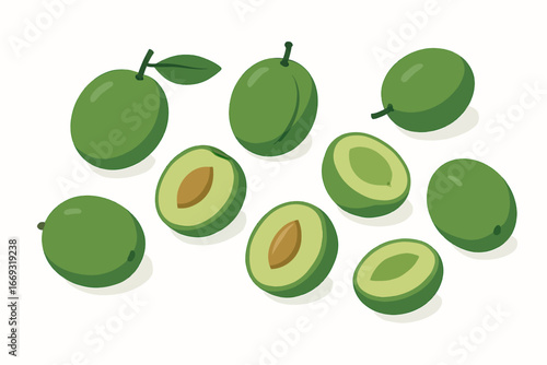 Flat Simple Style Fresh Olive Element Fruit Agriculture Food Illustration