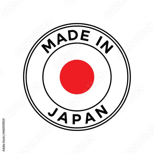 made in japan stamp, Made in japan symbol with red dot and white circle on transparent background