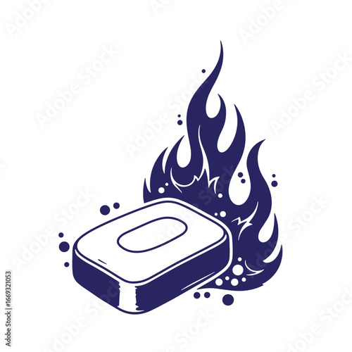 Vector illustration of soap on fire representing an abstract burning concept design