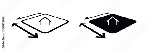 Property Size Icon. Land plot area, dimensions and measurement symbol, lot size, square metre indicator, site plan vector