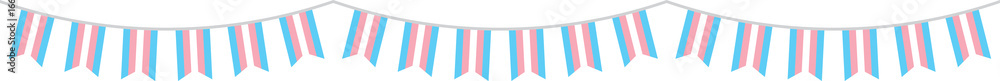 Naklejka premium Transgender flag party bunting. LGBTQIA+ concept. Flat design illustration. 