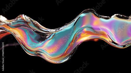 Wallpaper Mural Iridescent wave of liquid metal stretching on a dark background Torontodigital.ca