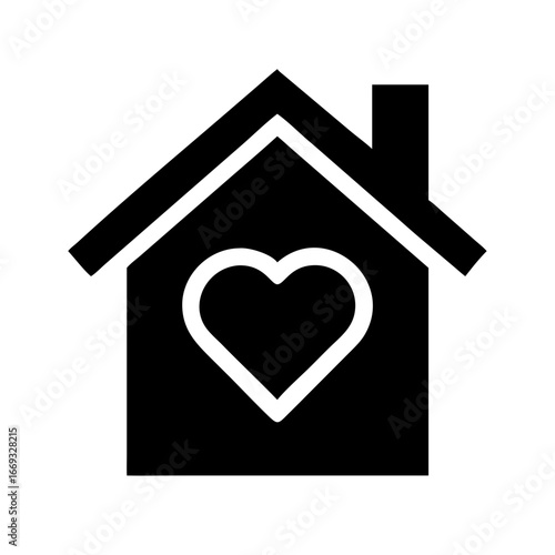 Silhouette Charity House With Heart Icon for Web and Graphic Design