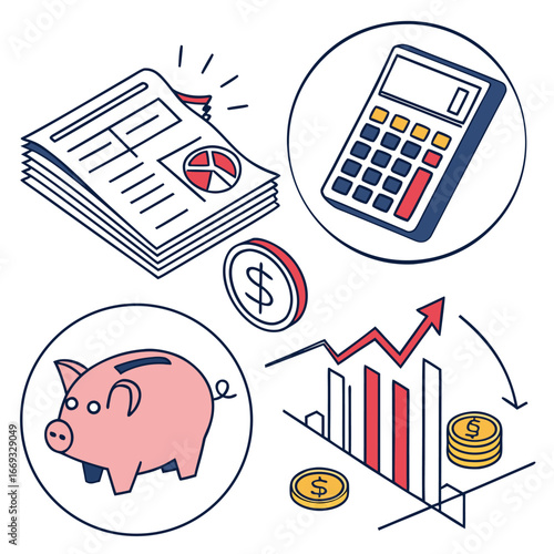 Finance and accounting vector set generated by ai