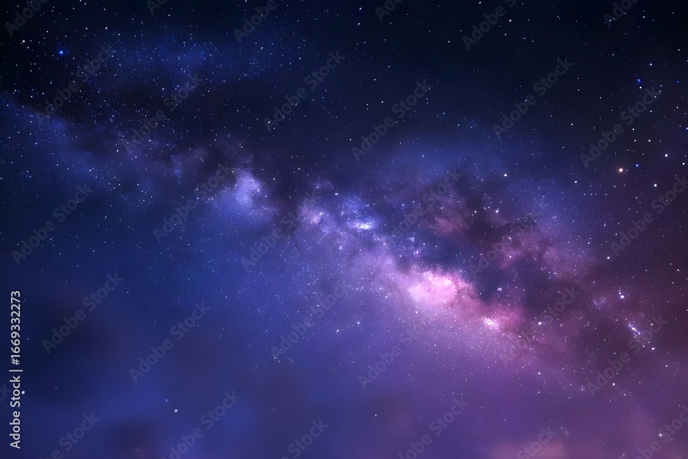Fototapeta premium Dark blue galaxy with purple hues and stars scattered throughout.