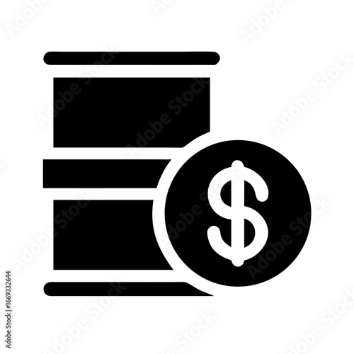 Silhouette Oil Barrel Dollar for Web and Graphic Design