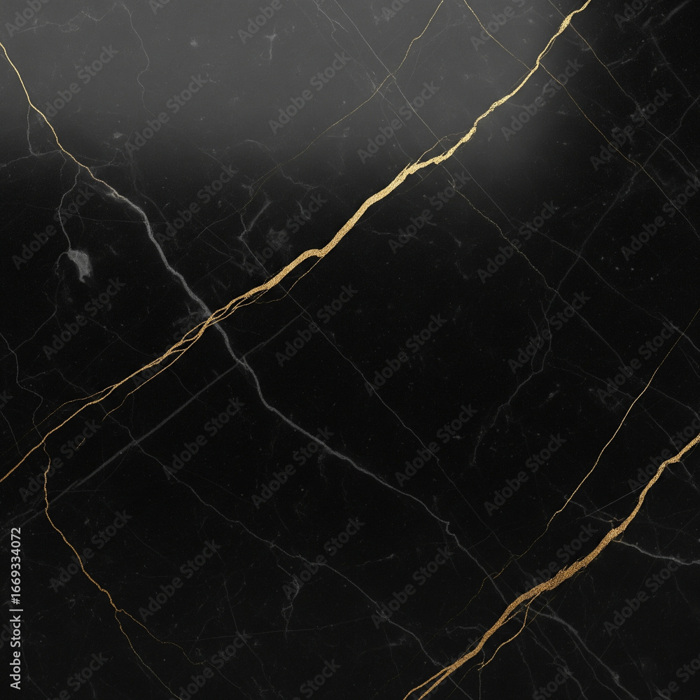 Fototapeta premium Black and Gold Marble Texture Background with Thin Veins