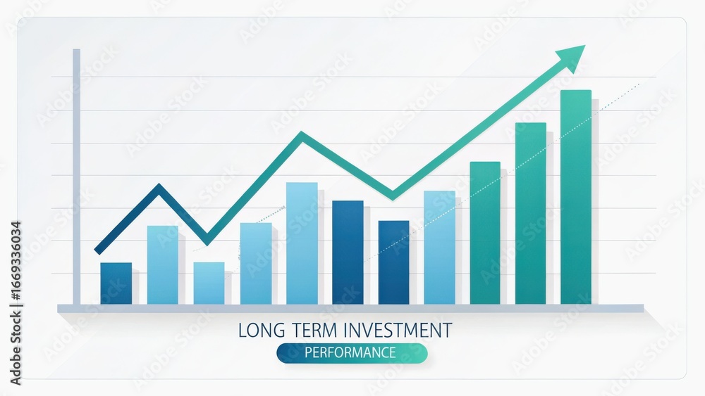 Obraz premium long term investment trend concept. Graph illustrating long-term investment performance trends.