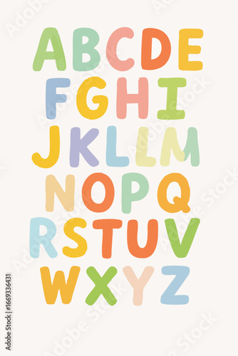 Colorful HandDrawn Alphabet Letters for Children.