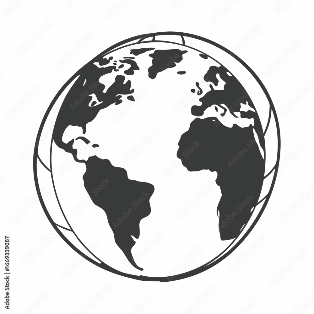 Obraz premium Vector art of stylized illustration of planet earth, showing continents and oceans, isolated on a