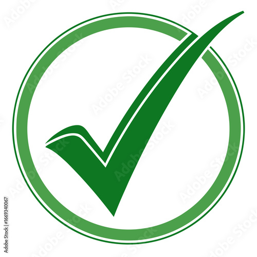 Vector art of green check mark symbol, signifying approval, correctness, and success