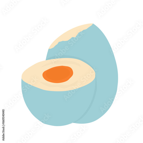 Salted fish egg illustration. Egg illustration. Egg slice illustration, Boiled egg illustration. Salted egg flat design. Egg with blue shell illustration
