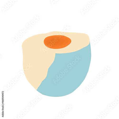 Salted fish egg illustration. Egg illustration. Egg slice illustration, Boiled egg illustration. Salted egg flat design. Egg with blue shell illustration
