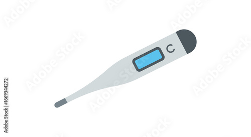 Digital thermometer with celsius display on white background