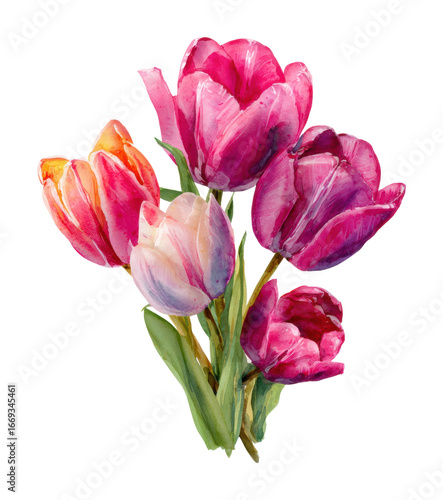 Wallpaper Mural Vibrant tulip bouquet floral arrangement nature isolated on transparent background Torontodigital.ca