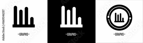 Graphs logo set. Collection of black and white logos. Stock vector.