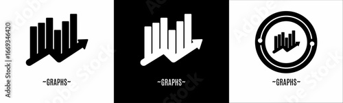 Graphs logo set. Collection of black and white logos. Stock vector.