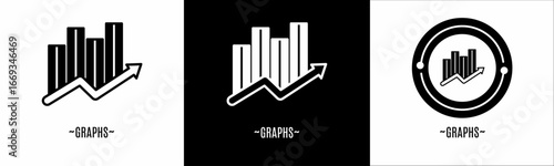 Graphs logo set. Collection of black and white logos. Stock vector.
