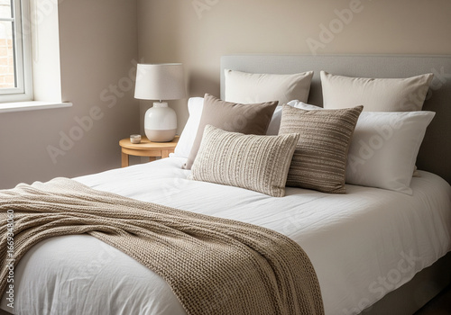Bed with Neutral Color Palette
