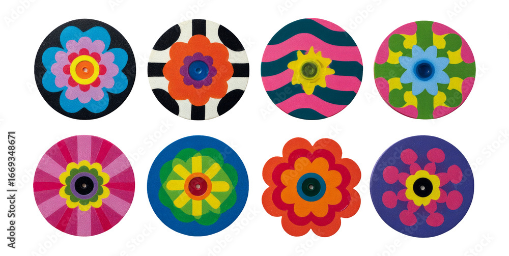Fototapeta premium Vibrant Colorful Patterns Set Isolated on Transparent Background