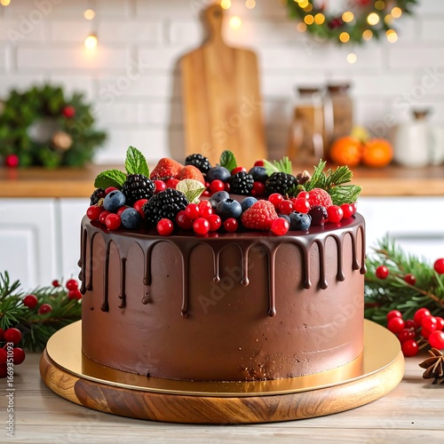 Festive chocolate cake with berries (2)