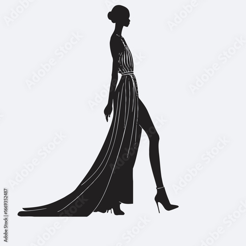 Elegant woman in a flowing dress dancing with grace
