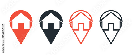 Property location icon with map pin and house symbol