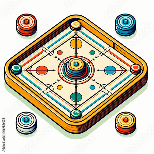vector illustration of carom game