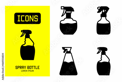 Spray bottle icon. Collection vector illustration of icons for business. Black icon design.