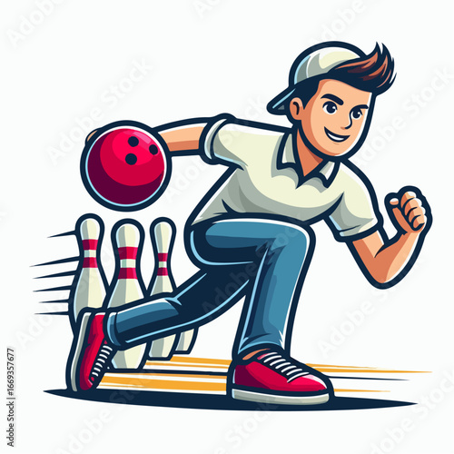 vector illustration of a bowling player