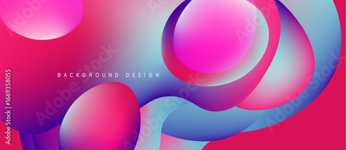 Abstract fluid shapes, vibrant colors blend. Pink, blue hues create dynamic background design. Modern, smooth gradients present visual appeal.