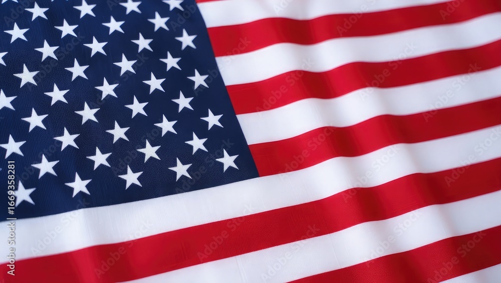 Fototapeta premium Close up of the American flag fabric united states