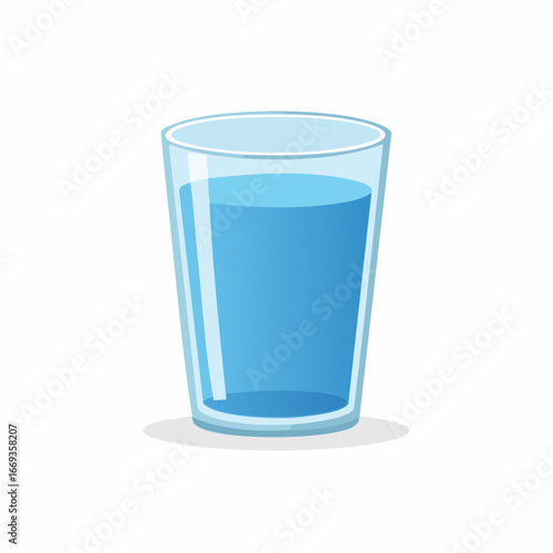 A glass of clear blue water, simple illustration.