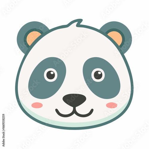 Cute cartoon panda face illustration.