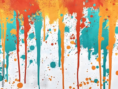 Abstract Colorful Paint Drips Splashes Texture Background
