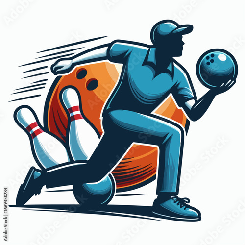 vector illustration of a bowling player