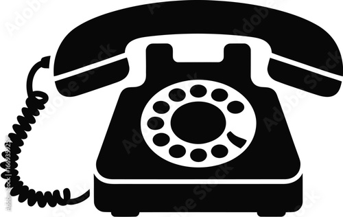 Vintage rotary telephone black silhouette rotary dial