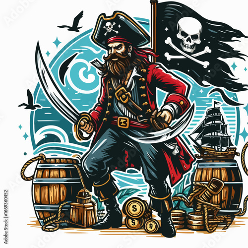 vector illustration of pirate