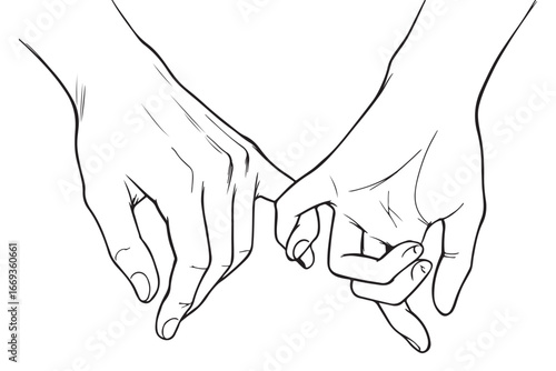 Pinky promise illustration symbolizing trust and commitment isolated on white background