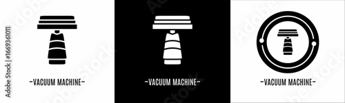 Vacuum machine logo set. Collection of black and white logos. Stock vector.