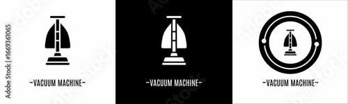 Vacuum machine logo set. Collection of black and white logos. Stock vector.