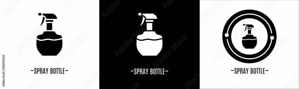 Obraz premium Spray bottle logo set. Collection of black and white logos. Stock vector.