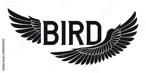 Bold black typographic emblem featuring the word BIRD with large stylized feathered wings spread out.