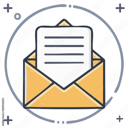 Opened Envelope with Letter Inside Concept Communication and Notification Icon