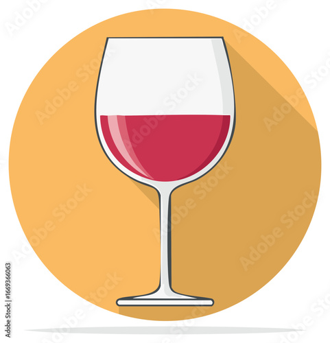Glass of red wine vector illustration in a flat design icon style