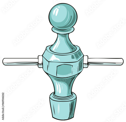 Light Blue Table Football Player with Horizontal Bar and Round Top