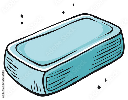 Blue Soap Bar Illustration. Hand-drawn style hygiene vector.