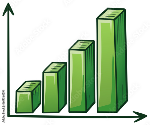 Growing Green Bar Chart Depicts Progressive Growth Development and Success